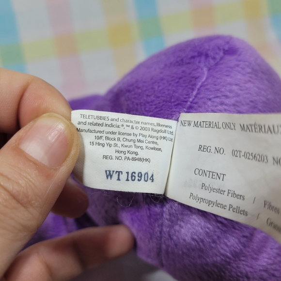 Teletubbies Tinky Winky purple plush rubber face doll tv chest retro character - Picture 6 of 6